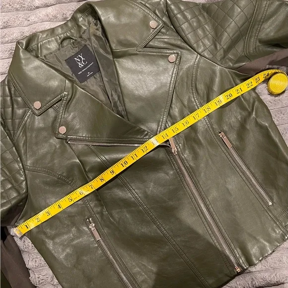 NY&C WOMEN FAUX LEATHER MOTO JACKET OLIVE GREEN XL NEW YORK COMPANY REG $90 NWT - Picture 6 of 6